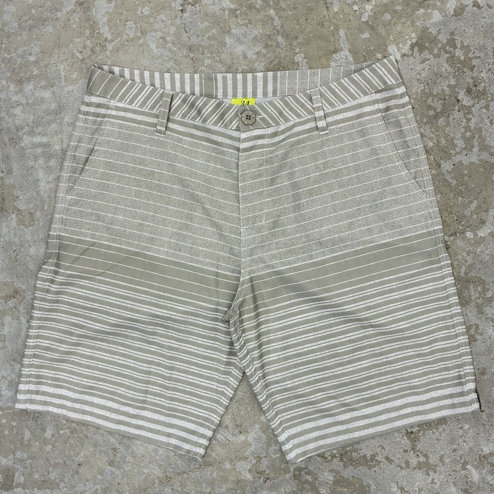 LOST Enterprises Hybrid Shorts Mens 34 Gray Stripe Chino 10" Swim Stretch Surf